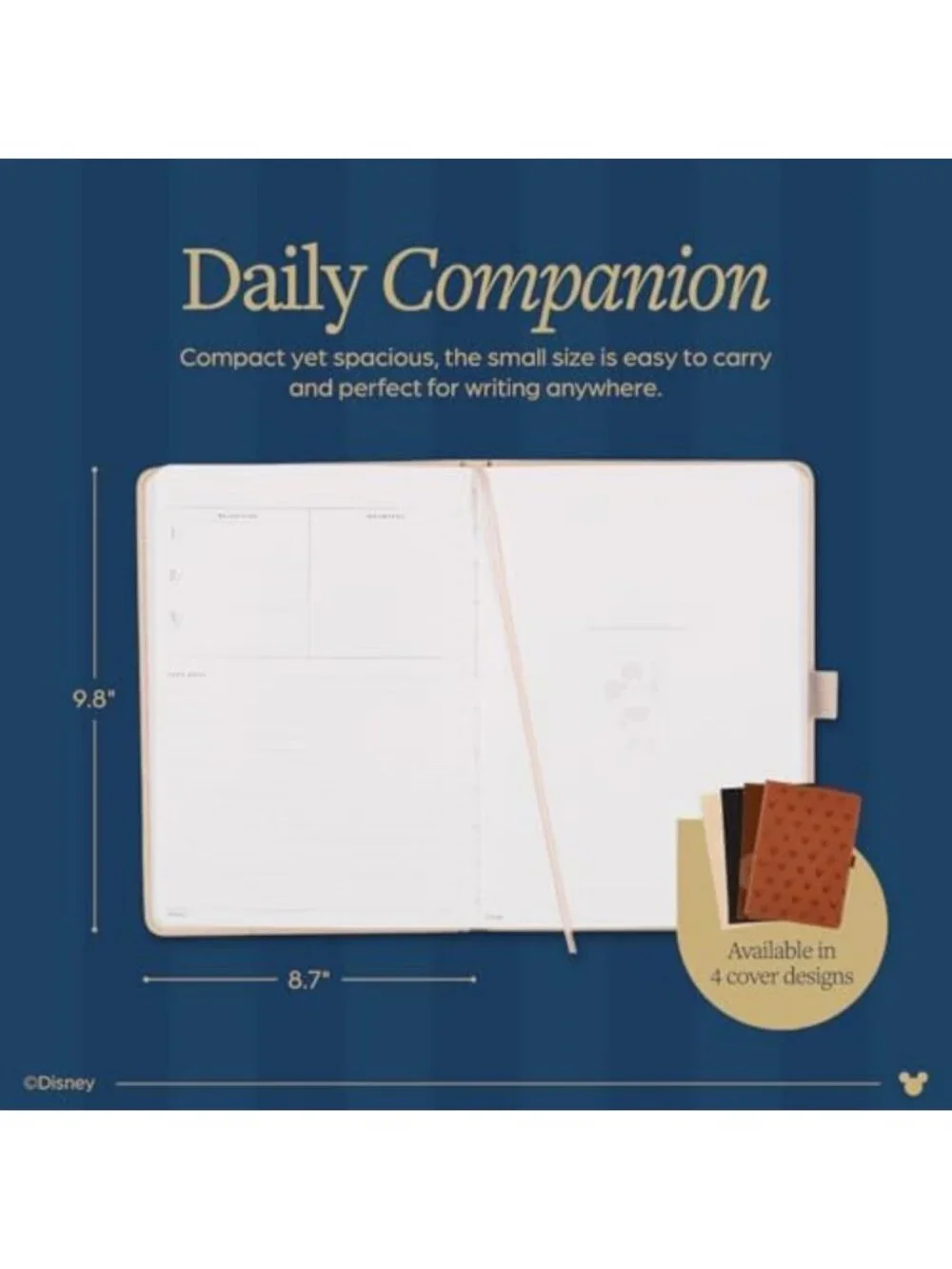 Mickey Mouse 12-Month Undated Planner, Embossed Vegan Leather, Small Dashboard